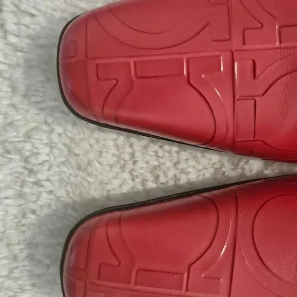 NEW Salvatore Ferragamo Red Heels Pumps Leather Shoes Luxury Formal Office Party - Picture 4 of 6